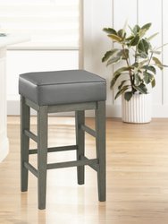 Kinsale 26 in. Backless Wood Frame Square Bar Stool With Faux Leather Seat (Set of 2)