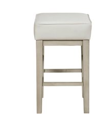 Kinsale 26 in. Backless Wood Frame Square Bar Stool With Faux Leather Seat (Set of 2)