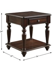 Koy 24 in. Espresso Rectangular Wood End Table With Drawer