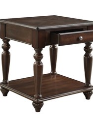 Koy 24 in. Espresso Rectangular Wood End Table With Drawer