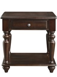 Koy 24 in. Espresso Rectangular Wood End Table With Drawer - Espresso