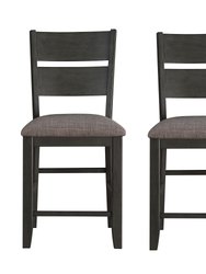 Lark 41 in. Gray Full Back Wood Frame Dining Bar Stool With Fabric Seat (Set of 2) - Gray