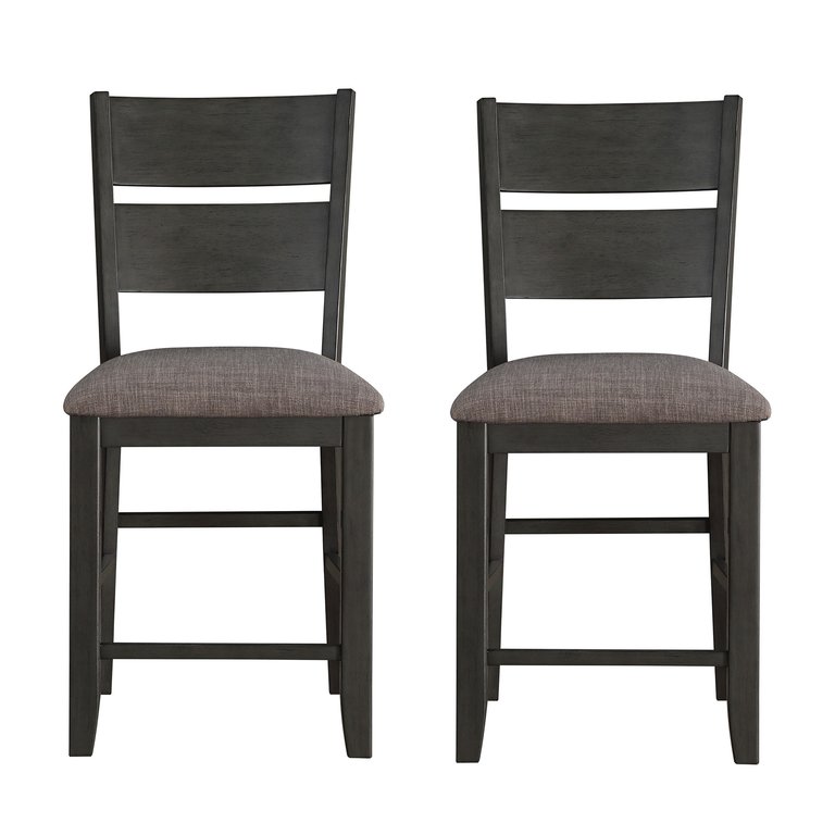 Lark 41 in. Gray Full Back Wood Frame Dining Bar Stool With Fabric Seat (Set of 2) - Gray