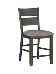 Lark 41 in. Gray Full Back Wood Frame Dining Bar Stool With Fabric Seat (Set of 2)