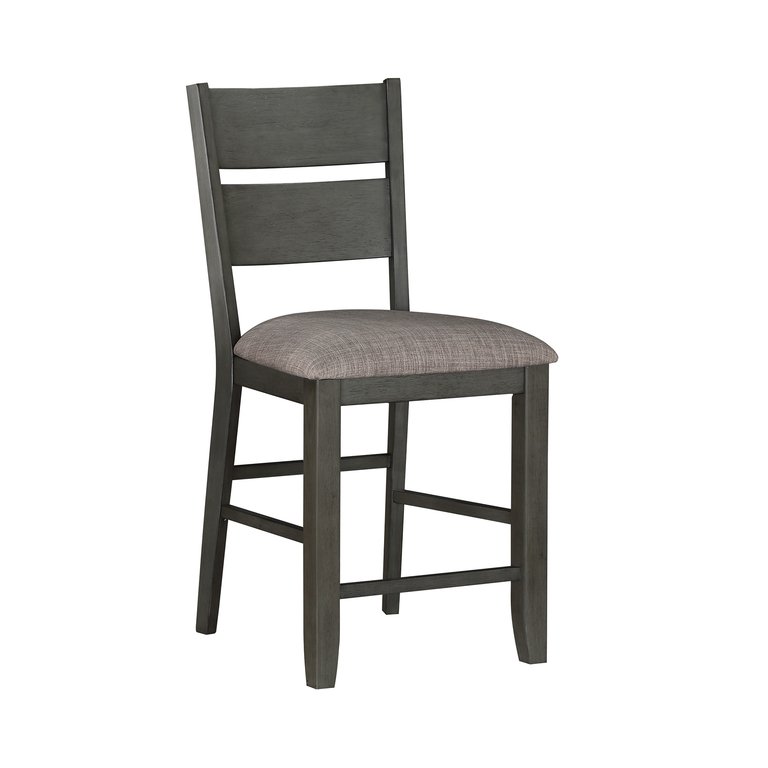 Lark 41 in. Gray Full Back Wood Frame Dining Bar Stool With Fabric Seat (Set of 2)