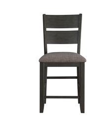 Lark 41 in. Gray Full Back Wood Frame Dining Bar Stool With Fabric Seat (Set of 2)