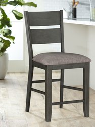 Lark 41 in. Gray Full Back Wood Frame Dining Bar Stool With Fabric Seat (Set of 2)