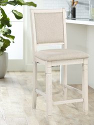 Leland 42.5 in. Full Back Wood Frame Bar Stool With Fabric Seat (Set of 2)