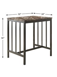 Myan 3-Piece Rectangular Metal And Black Faux Marble Top Counter Height Dining Room Set