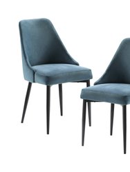 Orsina Velvet Dining Room Side Chair - Set of 2 - Blue