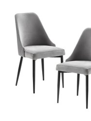 Orsina Velvet Dining Room Side Chair - Set of 2 - Grey