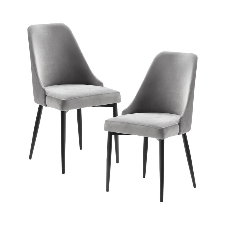 Orsina Velvet Dining Room Side Chair - Set of 2 - Grey