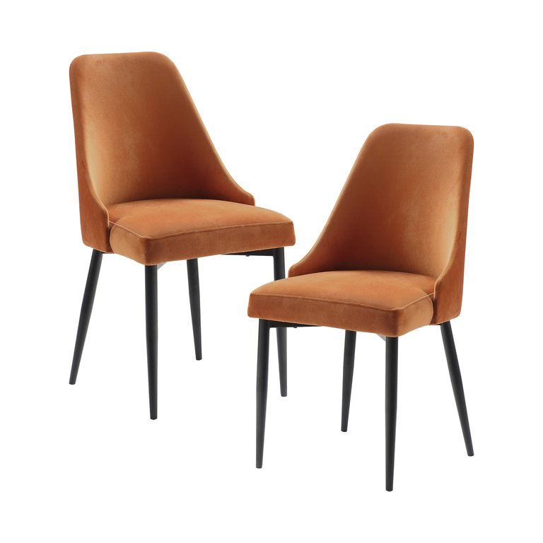Orsina Velvet Dining Room Side Chair - Set of 2 - Orange
