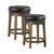 Paran 25 in. Brown Backless Wood Frame Round Swivel Bar Stool with Faux Leather Seat - Set of 2 - Brown and Black