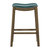 Pecos 31 in. Brown Backless Wood Frame Saddle Bar Stool With Faux Leather Seat - Brown and Green