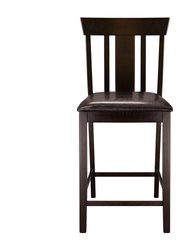 Rochelle 38.75 in. Espresso Full Back Wood Frame Bar Stool with Faux Leather Seat - Set of 2