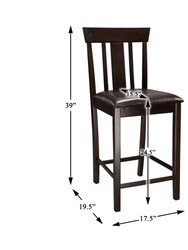 Rochelle 38.75 in. Espresso Full Back Wood Frame Bar Stool with Faux Leather Seat - Set of 2