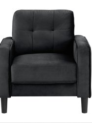 Talon 32.5 in. W Square Arm Velvet Straight Chair - Black