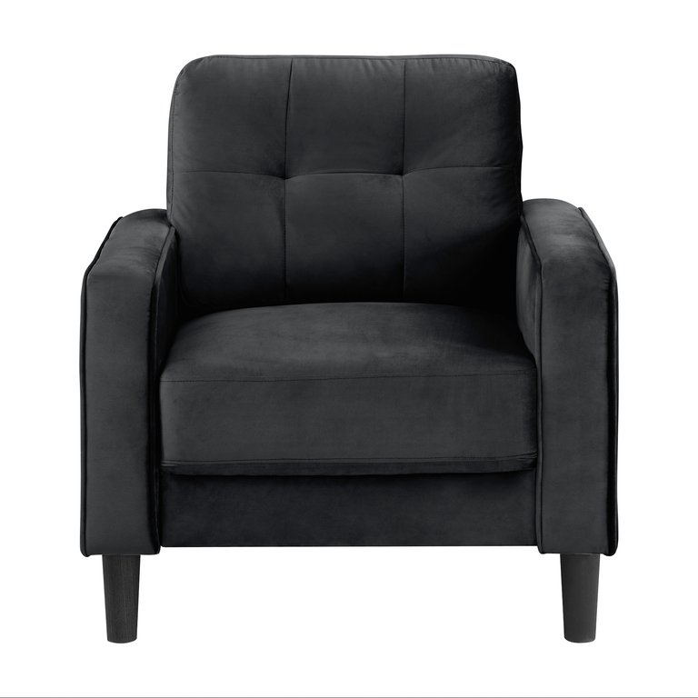 Talon 32.5 in. W Square Arm Velvet Straight Chair - Black