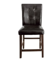 Townsford 41 in. Espresso Full Back Wood Frame Dining Bar Stool with Faux Leather Seat - Set of 2