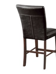 Townsford 41 in. Espresso Full Back Wood Frame Dining Bar Stool with Faux Leather Seat - Set of 2