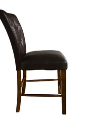 Townsford 41 in. Espresso Full Back Wood Frame Dining Bar Stool with Faux Leather Seat - Set of 2