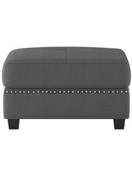 Ulrich Dark Gray Textured Fabric Upholstery Ottoman - Dark Gray