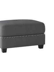 Ulrich Dark Gray Textured Fabric Upholstery Ottoman