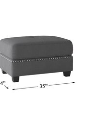 Ulrich Dark Gray Textured Fabric Upholstery Ottoman