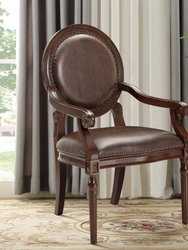 Yara Dark Brown Faux Leather Classic Armchair