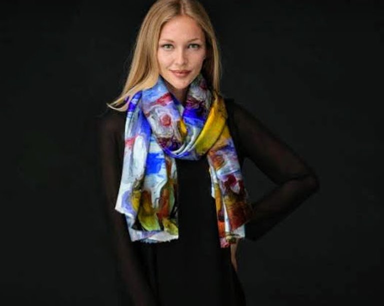 "Winter Wild" Modal Botanical Scarf - Blue