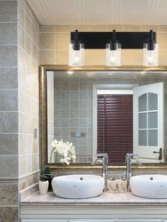 3-Light Bathroom Vanity Light with Bubble Glass Shade