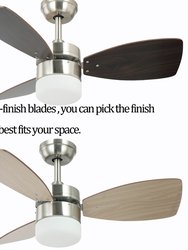 36 in. 6 Speed Ceiling Fan With Dual-Finish Wood Blades And White Glass Lampshade