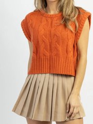 Aperol Cable Sweater Tank - Orange
