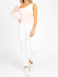 Asymmetrical One Sleeve Bodysuit - Baby Pink