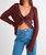 Ava Ruffle Detail Sweater Top In Brown - Brown