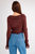 Ava Ruffle Detail Sweater Top In Brown