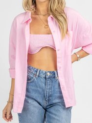 Bralette + Button Down Shirt - Pink