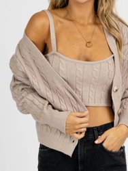 Cable Knit Bralette + Cardigan Set