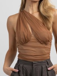 Carrie One-Shoulder Bodysuit - Brown
