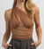 Carrie One-Shoulder Bodysuit - Brown