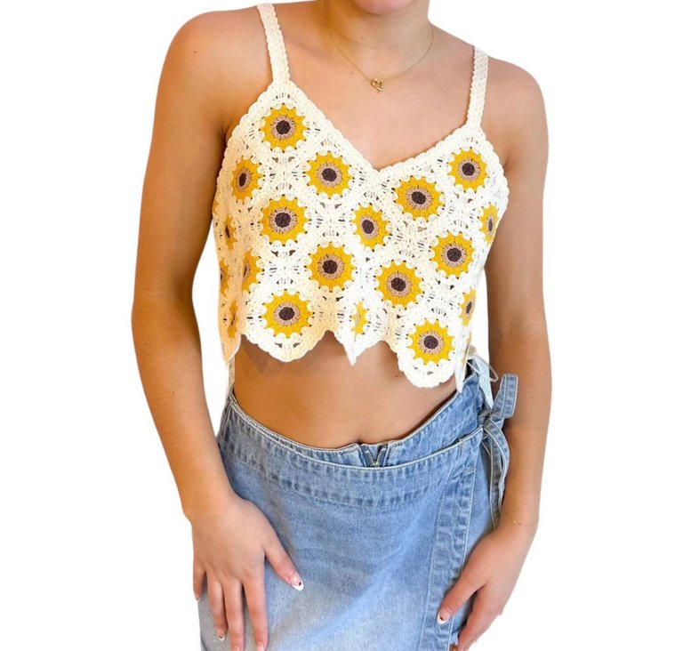 Coachella Calling Top In Yellow/White - Yellow/White