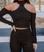 Give Them The Cold Shoulder - Sweater Top In Dark Chocolate - Dark Chocolate