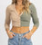 Knit Color Block Top - Taupe + Sage