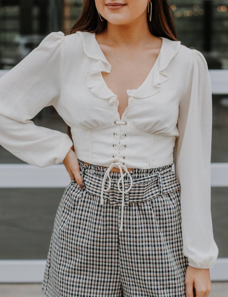 Let's Catch Up Corset Top In Ivory - Ivory