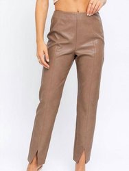 New York Minute Pleather Pants - Brown