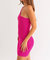 One Shoulder Sweater Dress In Fuchsia