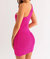 One Shoulder Sweater Dress In Fuchsia