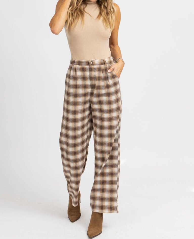 Plaid Print Straight Leg Pants