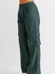 Pleated Sporty Cargo Pants In Green